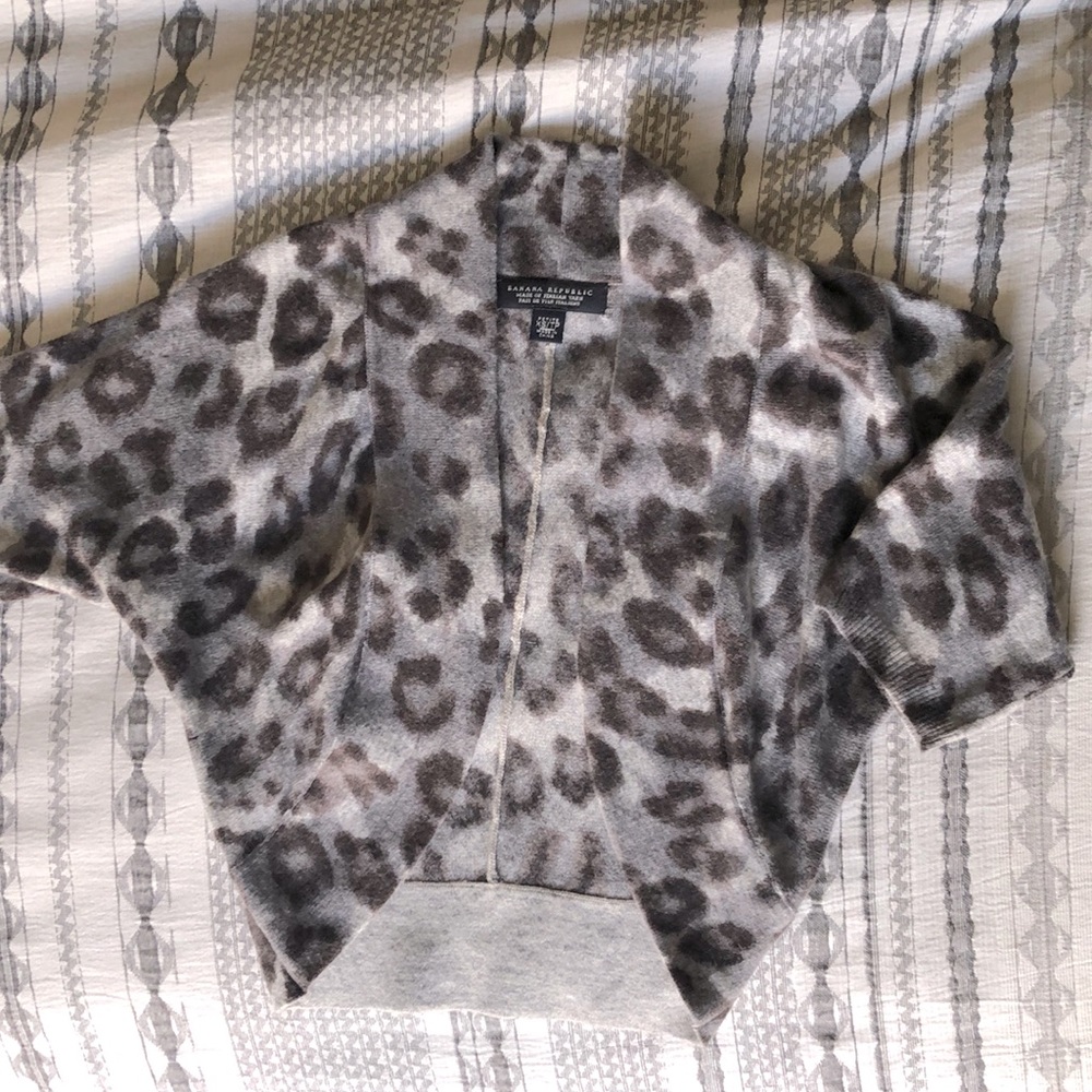 Banana Republic Short Leopard Cardigan